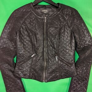 XS- Bebe- matte black jacket with hints of shimmer.